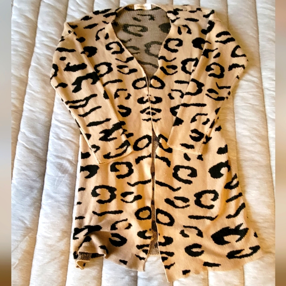 Leopard print long cardigan